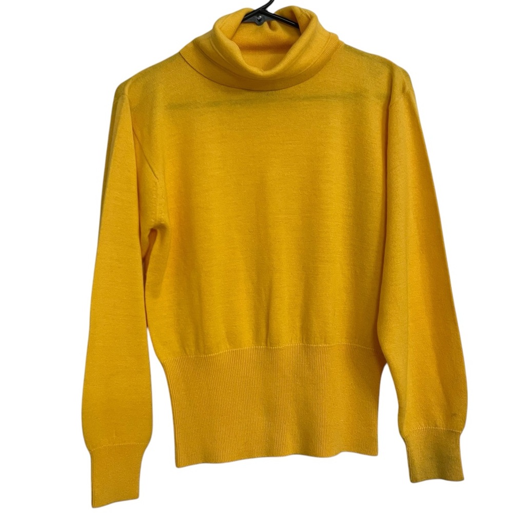 VINTAGE SNUGGLER SKI WEAR YELLOW TURTLENECK BISHOP SLEEVE RETRO SKIING 90s MED